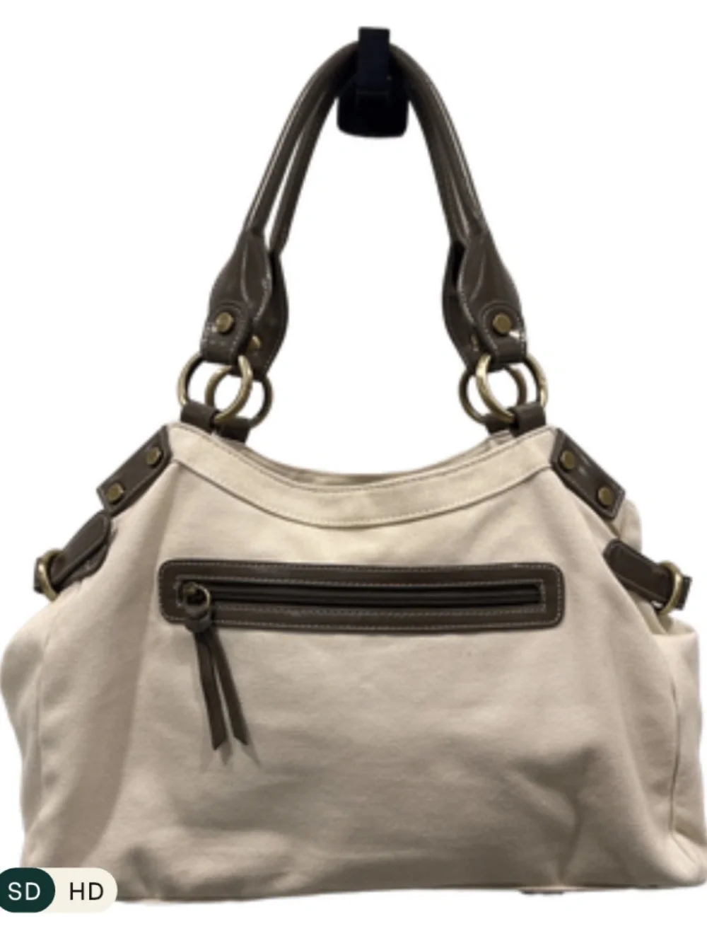 Giani Bernini Chic Classy Shoulder Bag- Neutral, Cream/Off-White/Brown Trim - Picture 2 of 8